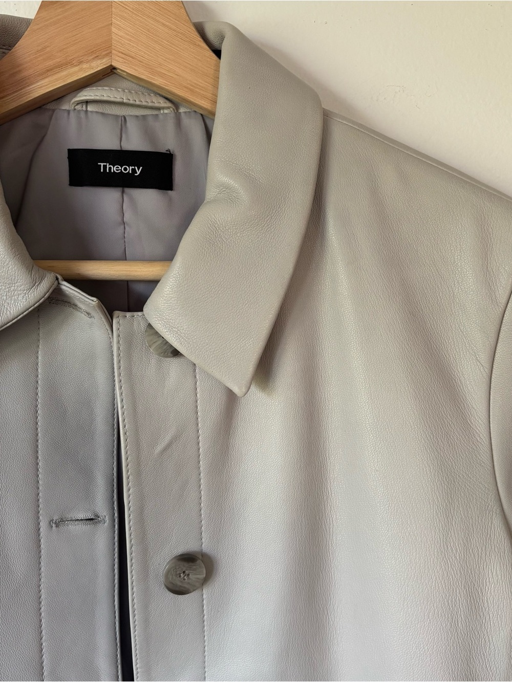 Theory Leather Button-Front Jacket - Picture 3 of 7